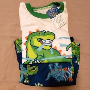 Dinosaur PJ & Me flame resistant pajamas set Sz-5T Green multi color